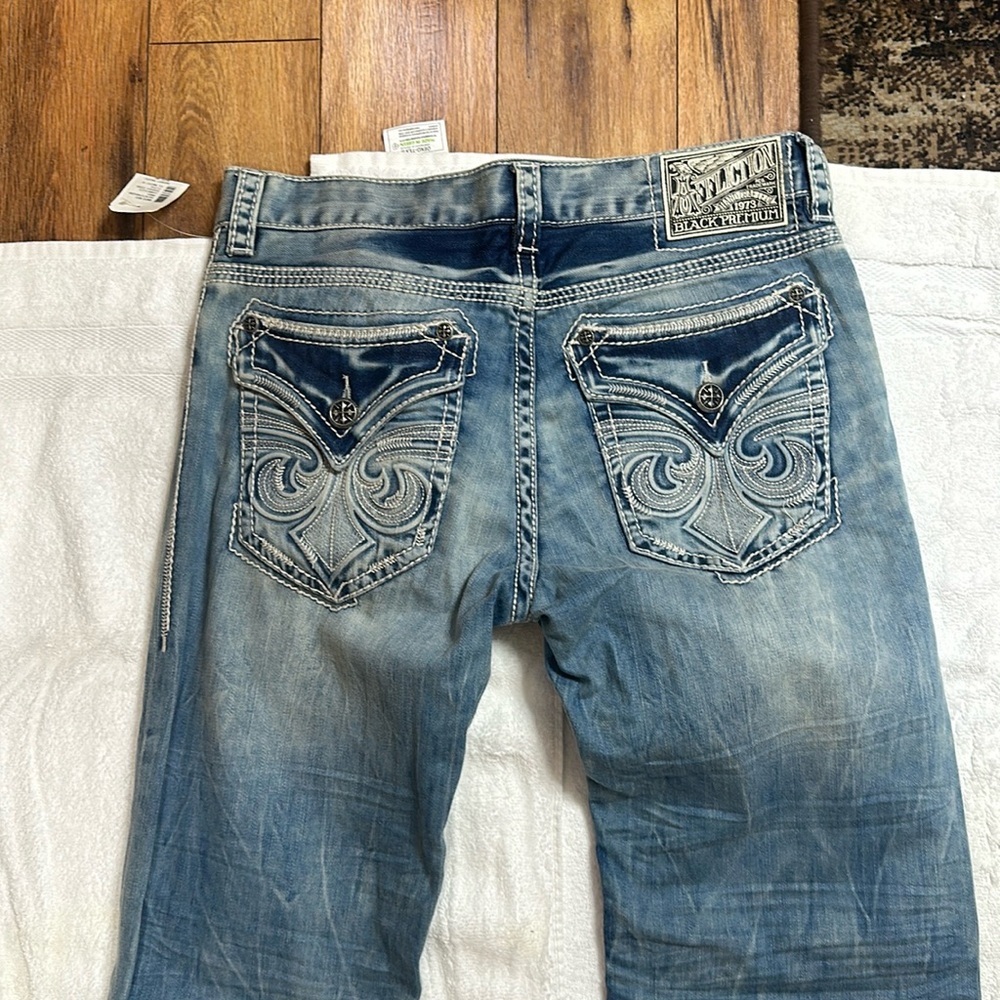 Affliction Blue and White Men Jeans